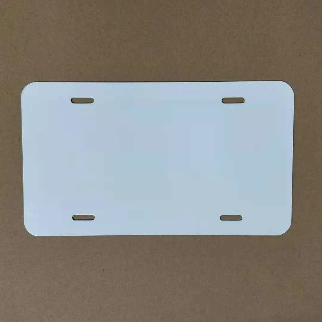 Sublimation Aluminum License Plate Blank White Aluminium Sheet DIY thermal transfer advertising plates custom 15*30cm 4holes