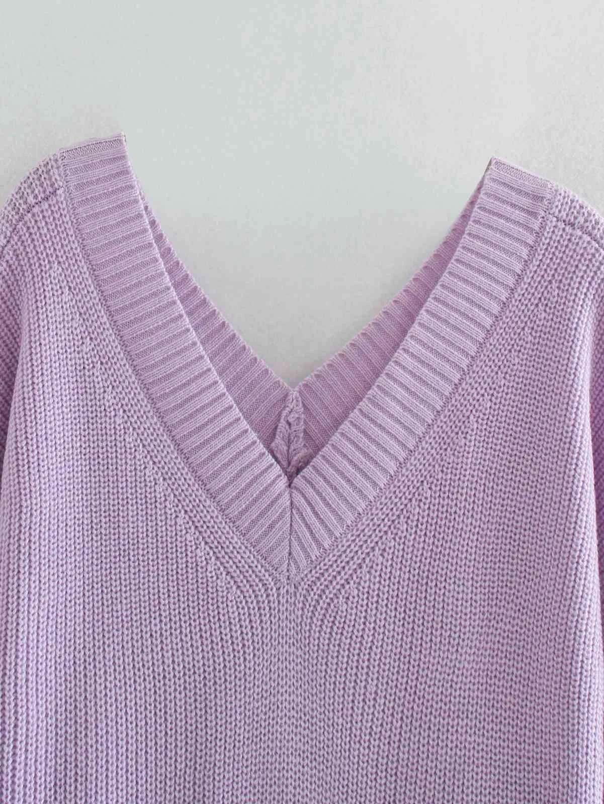 Mode violet pull tricoté femmes hiver Sexy à manches longues pull femme pull ovsesize pull coréen 210521