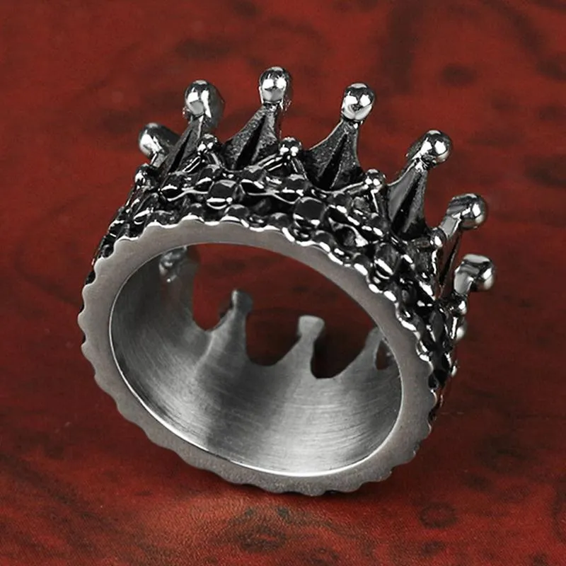 Мужское винтажное благородное кольцо с королевской короной, серебряное кольцо из нержавеющей стали 316L, байкерские кольца, модные ювелирные изделия в стиле панк, подарок для мужчин Cluster260x