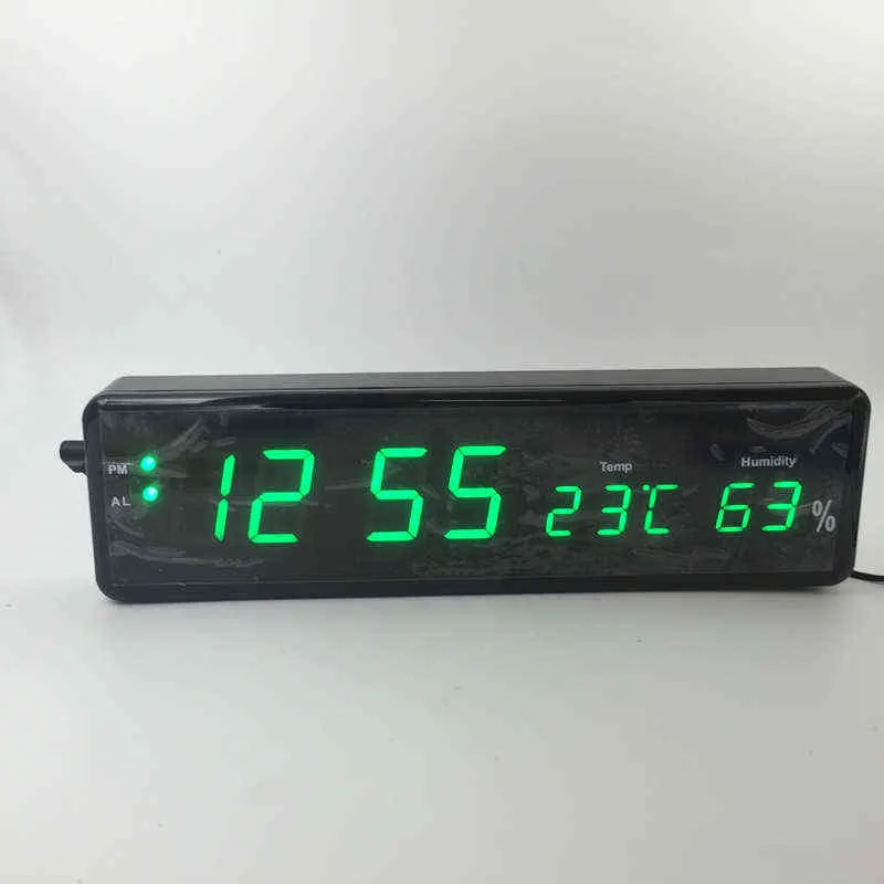 Grand Nombre Grand LCD Numérique Horloge Murale Multi-fonction Électronique Table De Chevet Horloge Bureau Réveil Avec Température Humidité 211112