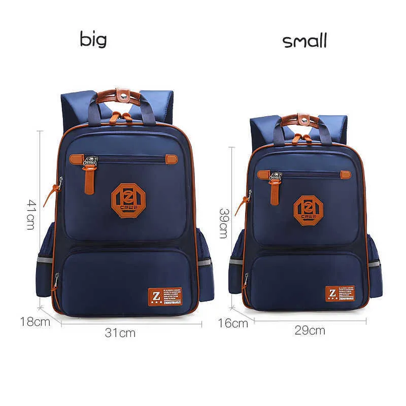 Barnskola väskor för pojkar primära ortopediska ryggsäckar barn vattentät nylon väska bookbags solid stor kapacitet 211021