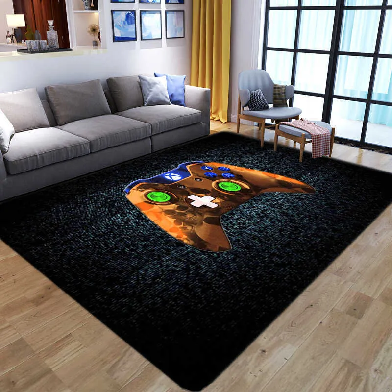 Мультфильм дети Gamer Preake Rugs 3D контроллер игры печатные ковры для детской спальни Play сканирует противоскользящий коврик для пола малыша играет коврик 210626