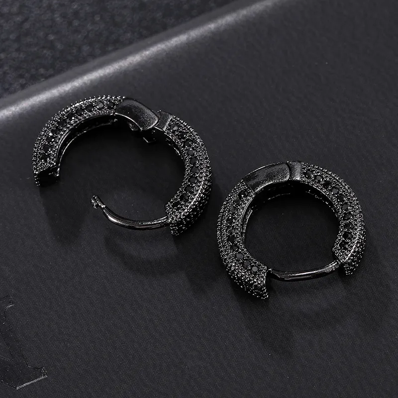 Pequeno Colorido Colorido Redondo Zircão Brinco Brinco Micro Pavimentado Gelado Fora Strass Cobre Stud Fina Hoops Hip Hop Jóias