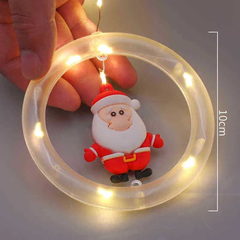 Navidad Home Decor Christmas Round Curtain Light String År 2022 Gåvor Xmas Party DIY Tillförsel Julgransdekoration 211104