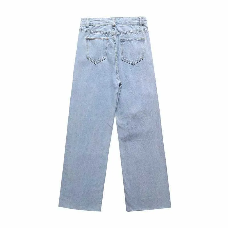 Jeans strappati denim Donna Fashion Design Pizzo Trim Hole con fiocco rosa Pantaloni Vita alta Chic Lady Y2K Pantaloni Pantalon 210709