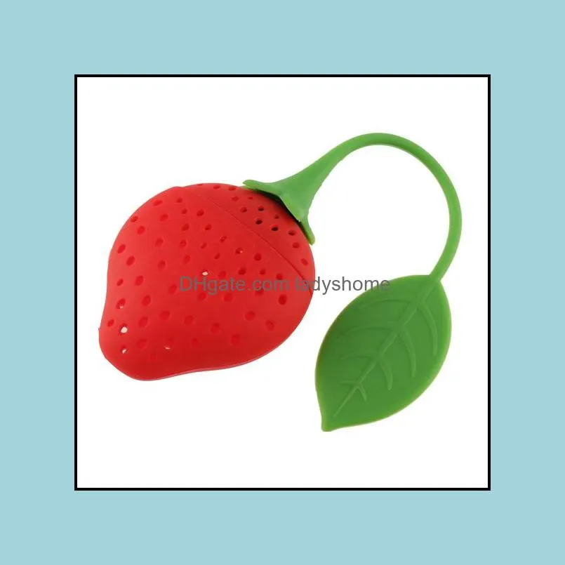 Fruit design Lovely Strawberry Shape Tea Infuser Food Grade Silicone Tea Strainer For Loosing Leaf In Teapo