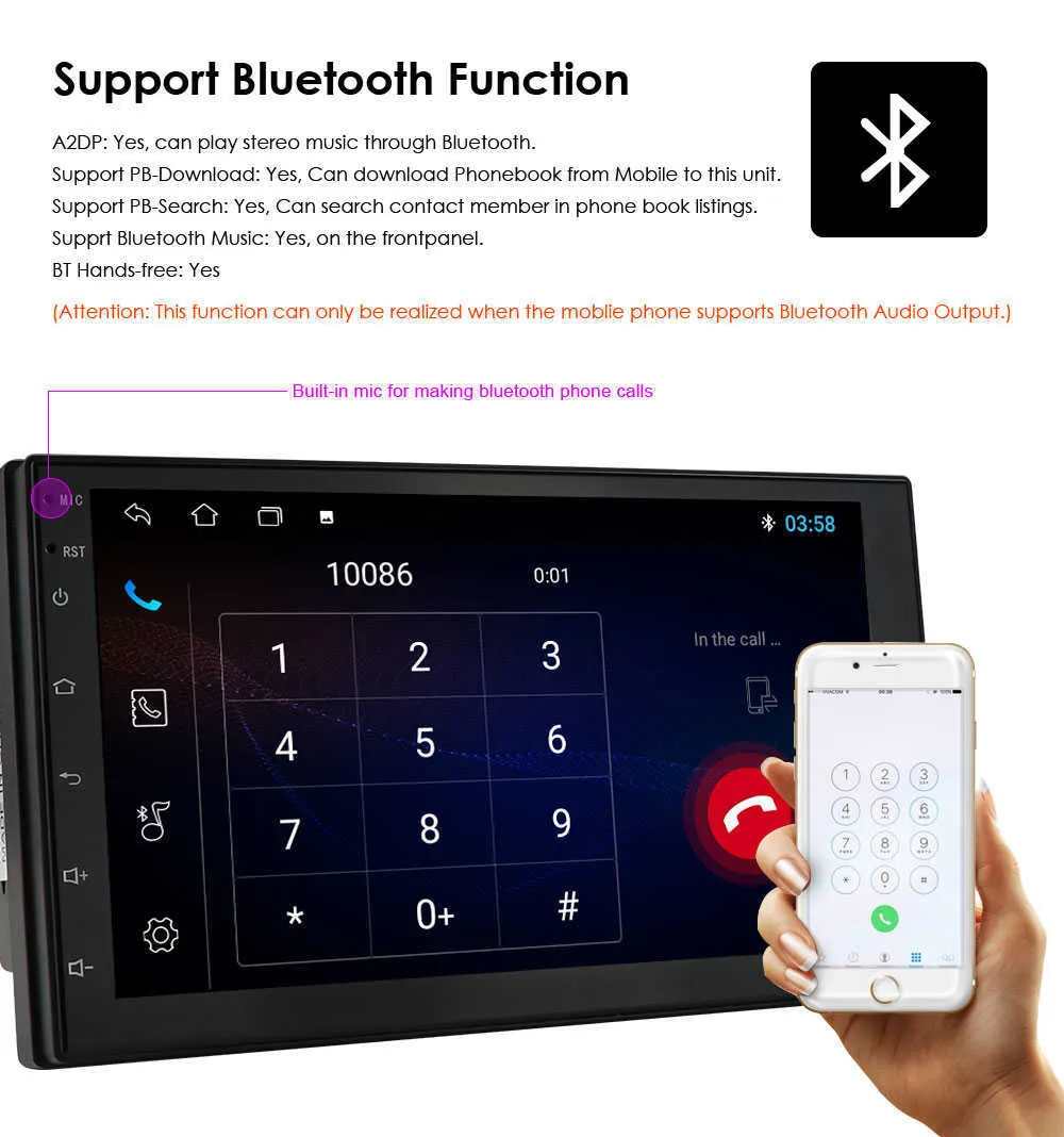 Quad Core 7 ''タッチスクリーンAndroid 10ユニバーサルカーステレオGPSナビゲーションBluetooth Wifi 4G DAB+ OBD SWC DVR FM MAP