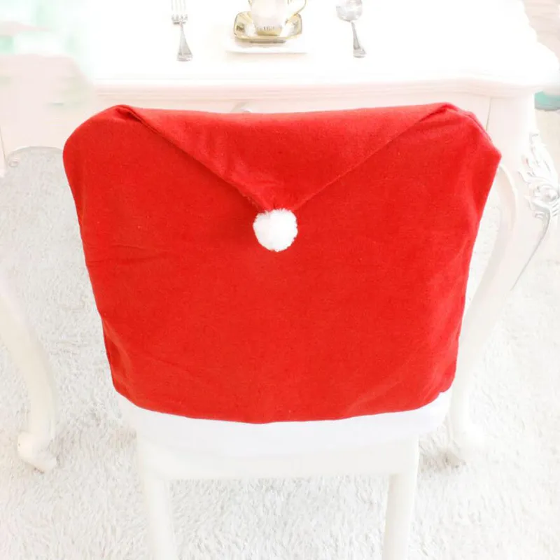 Llot Christmas Santa Red Hat Covers Rok Dekoracje obiadowe krzesło Zestawy akcesoriów2177734