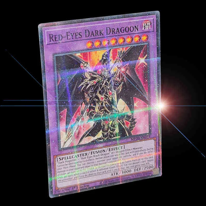 DIY Yu-Gi-Oh! Carte Flash Version anglaise Blue-Eyes White Dragon Black Magician Girl Dragon of Red-Eyes Game Collection Card G1125