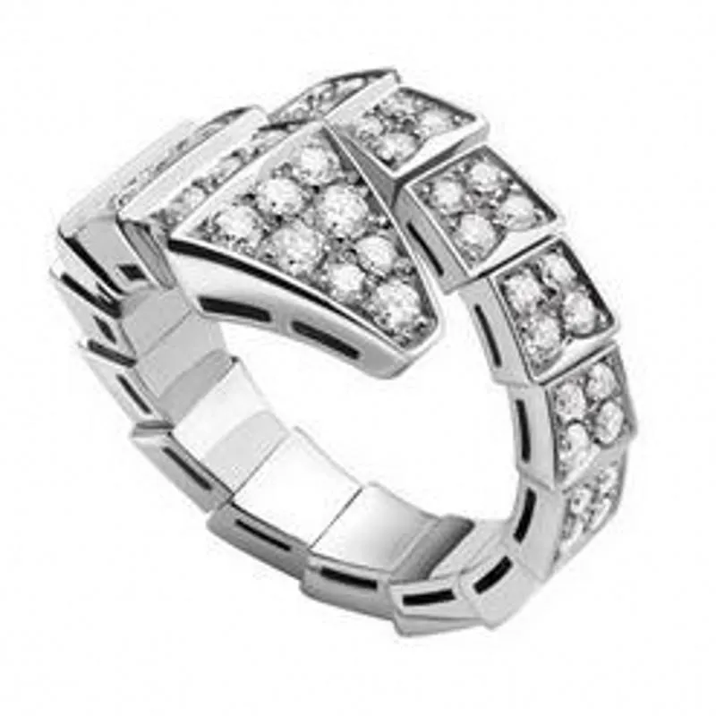Anelli di serpente in argento sterling 925 di marca le donne Anello di fidanzamento con diamanti pavimentati di lusso Gioielli con topazio bianco timbrato 10kt Clust1952