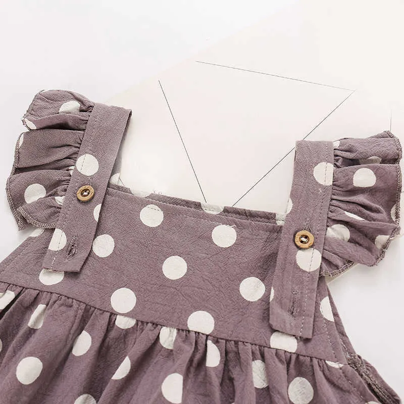 Summer Polka Dot Motif Romper + Chapeau Baby Girl Vêtements Vêtements Ensembles Garçon Enfants 210528