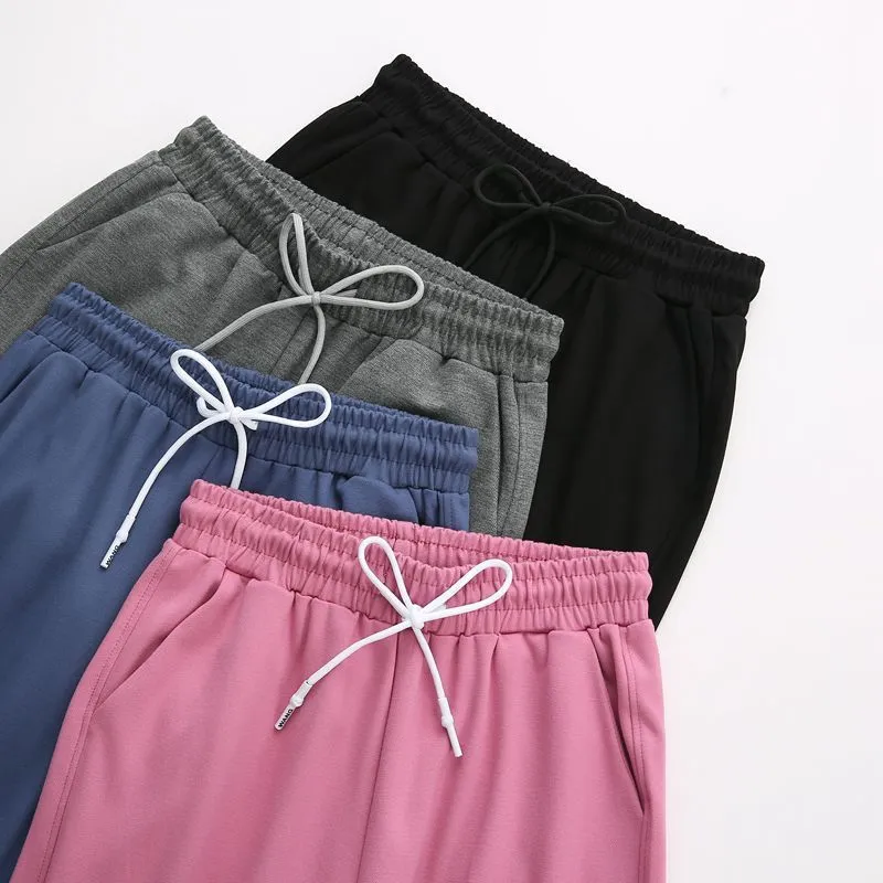 Casual Drawstring Sweatpants Mulheres Outono Inverno Solto Sólido Elástico Cintura Coreana Moda Modis Harem Pants Femme 210519