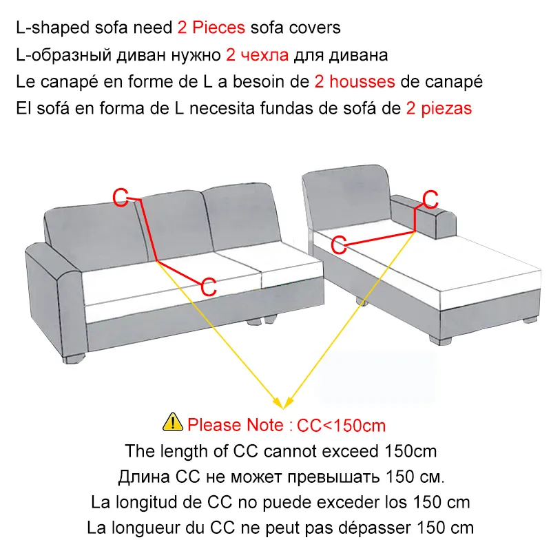 Velvet Plush L Shaped Sofa Cover For Living Room Elastic Furniture
