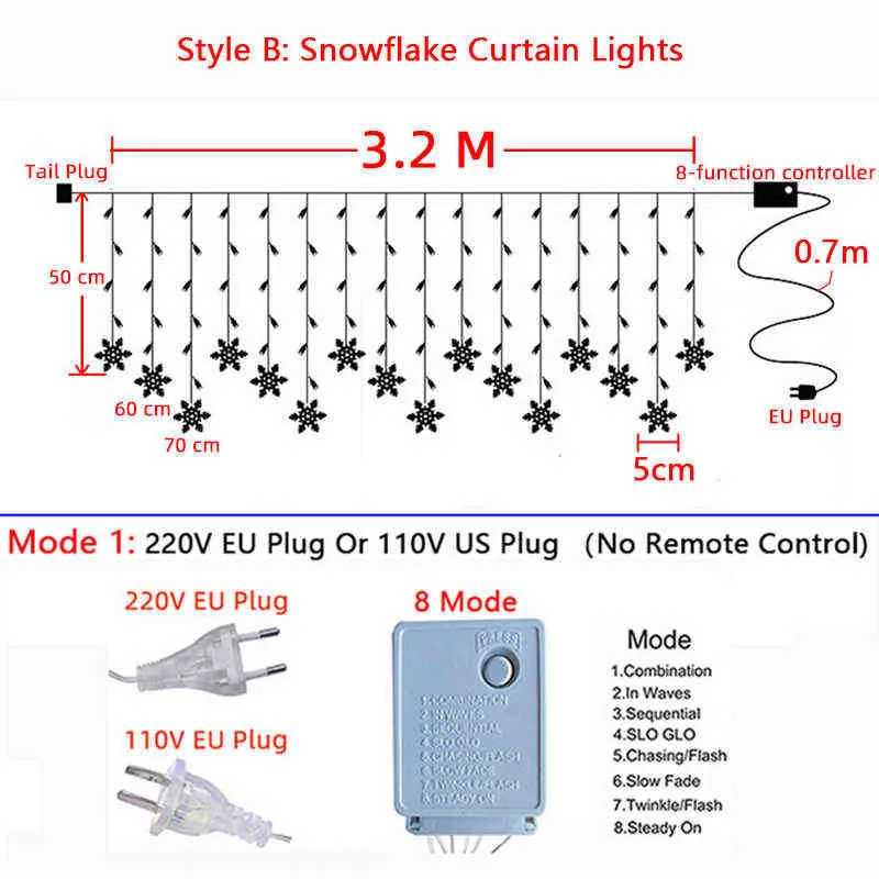 3.2M LED Luci Di Natale Stella Cervi Campane Albero Ghirlanda Fata Tenda Luce Della Stringa Il 2022 Anno Festa di Nozze Decorazione di Festa 211122