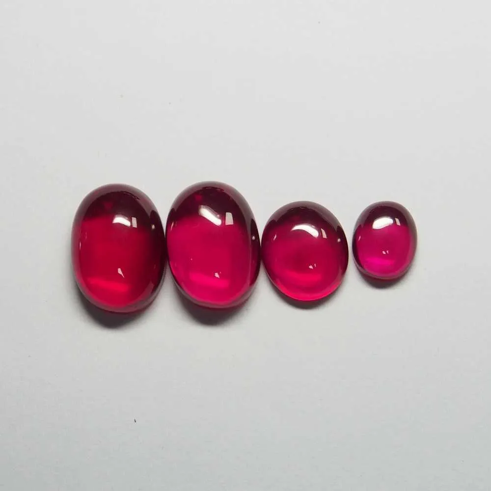 12*16mm 5 pièces/un de haute qualité rouge gemme ovale Flatback Cabochon rubis corindon pour bijoux H1015
