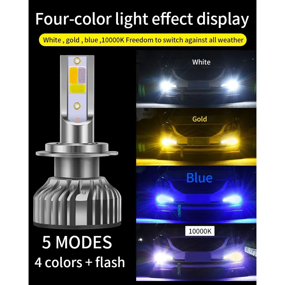 1 пара четырех цветов + флешка автомобильная фара 10000LM Auto LED H4 H1 H7 H8 H9 H11 H16 9005 HB3 9006 HB4 3000K 6000K 10000K