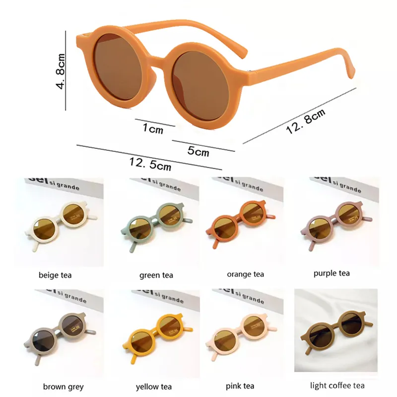 2021 mode mignon rond enfants lunettes de soleil garçons filles vintage verres de soleil uv protection des enfants classiques Eyewear219r