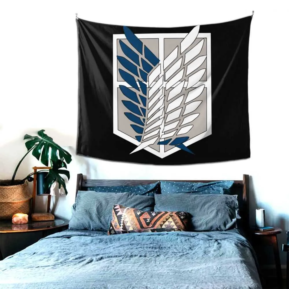 Wings of Dom Aot Attack on Titan Tapestry rideau Eren Manga Anime Aot Tissu mural Polyester Beach Mat décontracté 2106099131945
