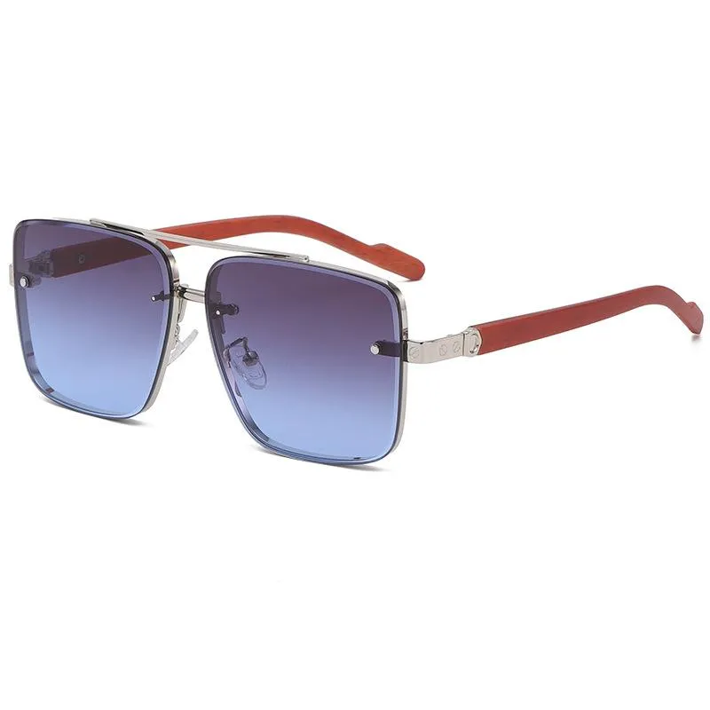 Sonnenbrille Maricr Mode Nachahmung Holzmaserung Bein Design Brillen Net Star Same Box für Männer Übergroße Straße S Whole277k