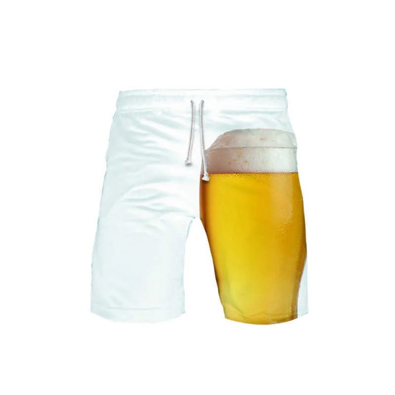 맥주 Day3d 컬러 인쇄 반바지 시원하고 통기성 해변 바지 여름 남성 패션 남성 캐주얼 반바지 운동복 210716