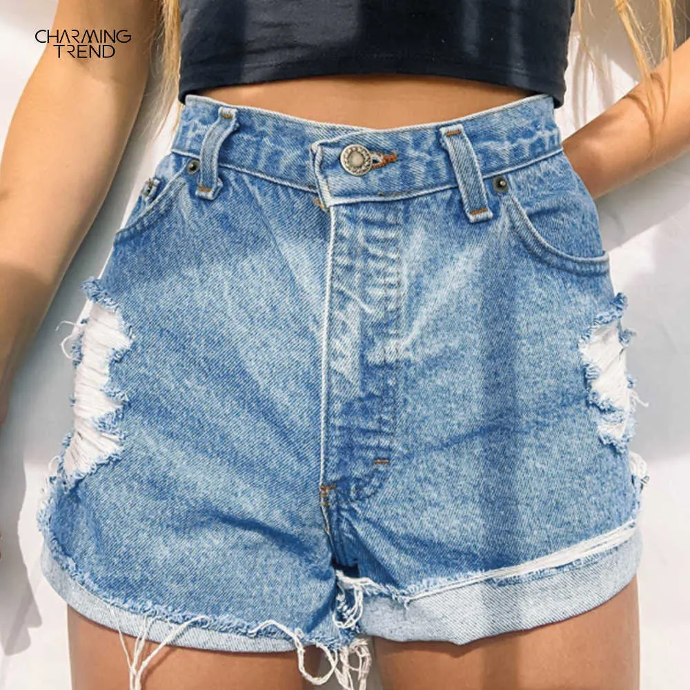 Kobiety dżinsowe szorty Summer Seksowne krótkie spodnie dżinsowe szczupły talia All-mecz 210702