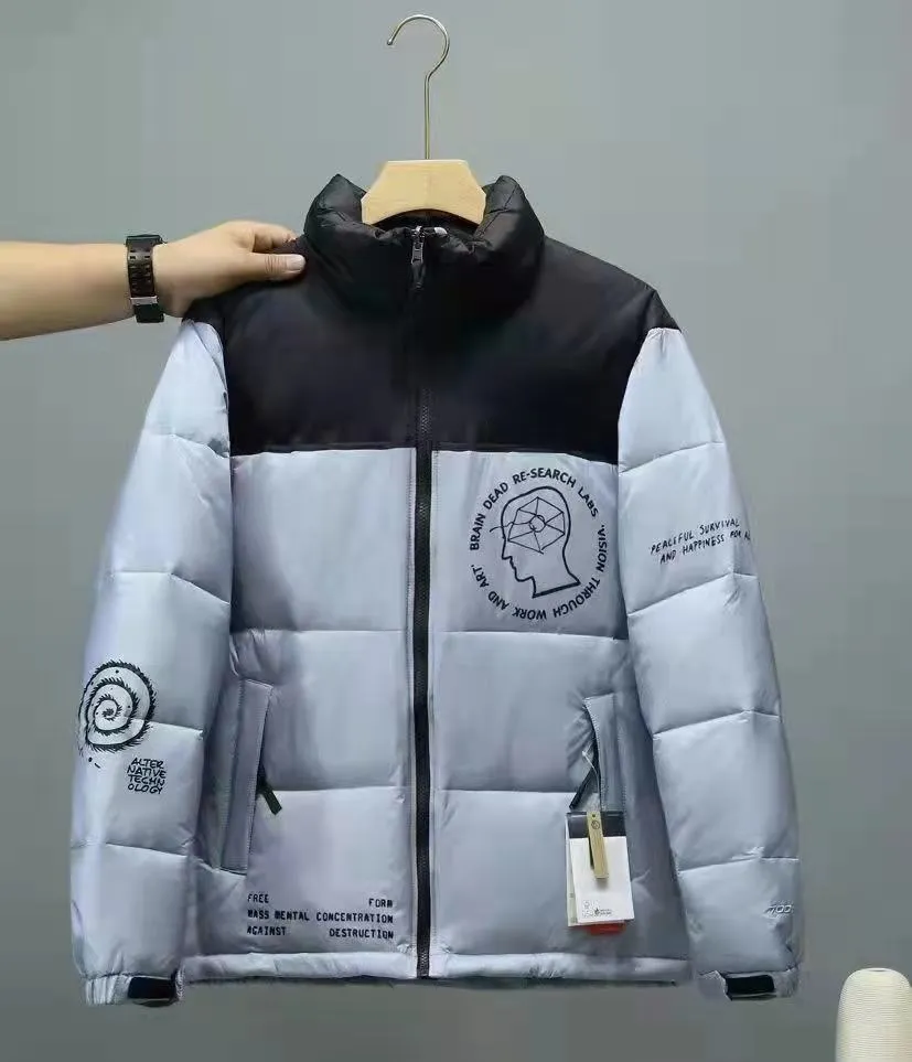 ファッション印刷レターデザインダウンジャケット男性冬の厚い暖かいコート防風パーカー