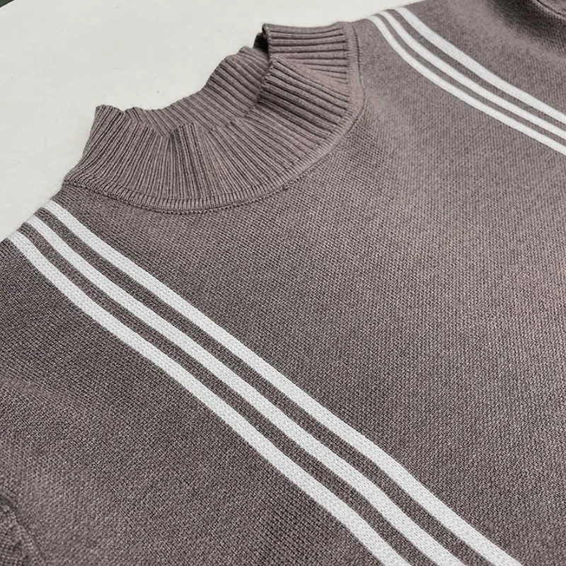 Winter Mens Sweaters Slim Fit Turtleneck Knitted Pullovers Striped Casual Men's Long Sleeve Warm Knitwear Tops Black Grey 210527