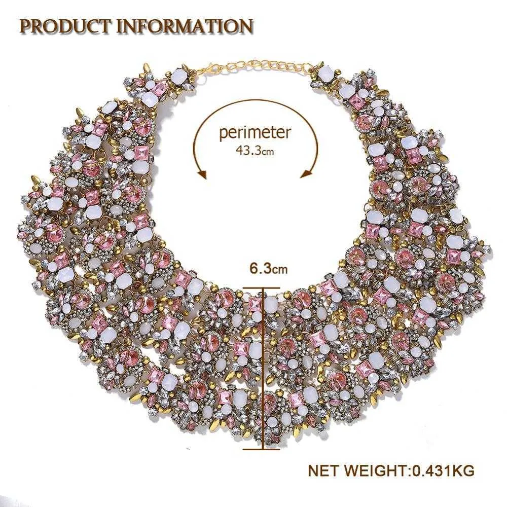 Dvacaman Mulheres Camadas Chain Chain Chain Pingente Colar Big Declaração Colar Rhinestone Indian Bridal Jóias Famale Bijoux AI32 X0220K