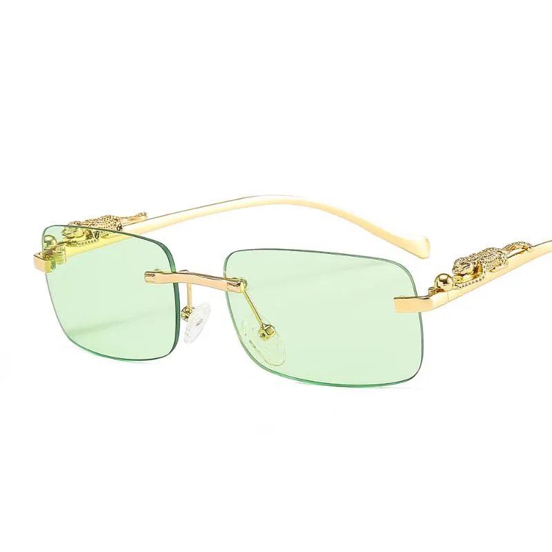 Diseño de moda Cheetah Gafas de sol cuadradas sin marco Color Machor de leopardo Retro Metal Gafas Classic Glasses UV40277L