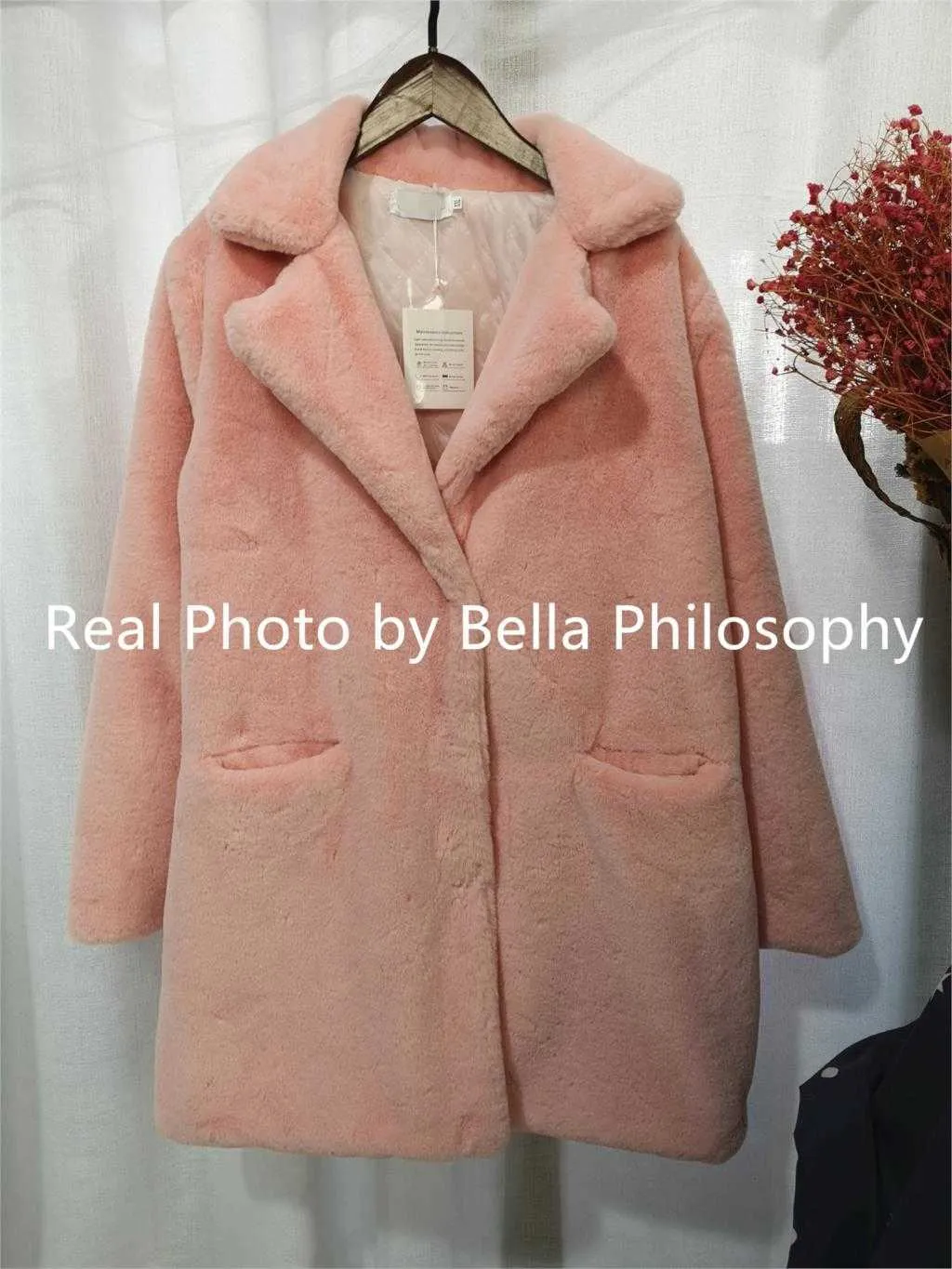 여성 밍크 가짜 모피 코트가 칼라 겨울 따뜻한 가짜 모피 레이디 코트 캐주얼 자켓 211019
