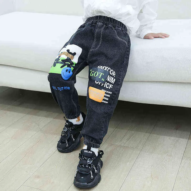 2022 Nieuwe Koreaanse stijl Kids Mode Trend Jongens Broek Casual Broek Kinderen Lente en Herfst Wassen Jeans Broek Hoge Kwaliteit PA G1220