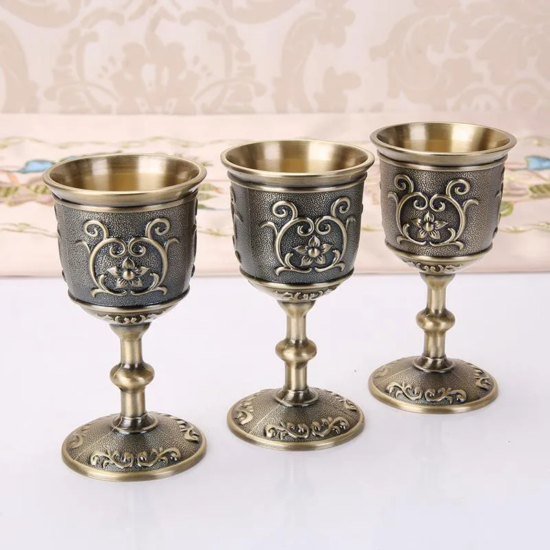 Mokken Fijn afwerking Vintage Zink Alloy Chalice Wine Goblet Cups Drinkware Decor Gifts204S