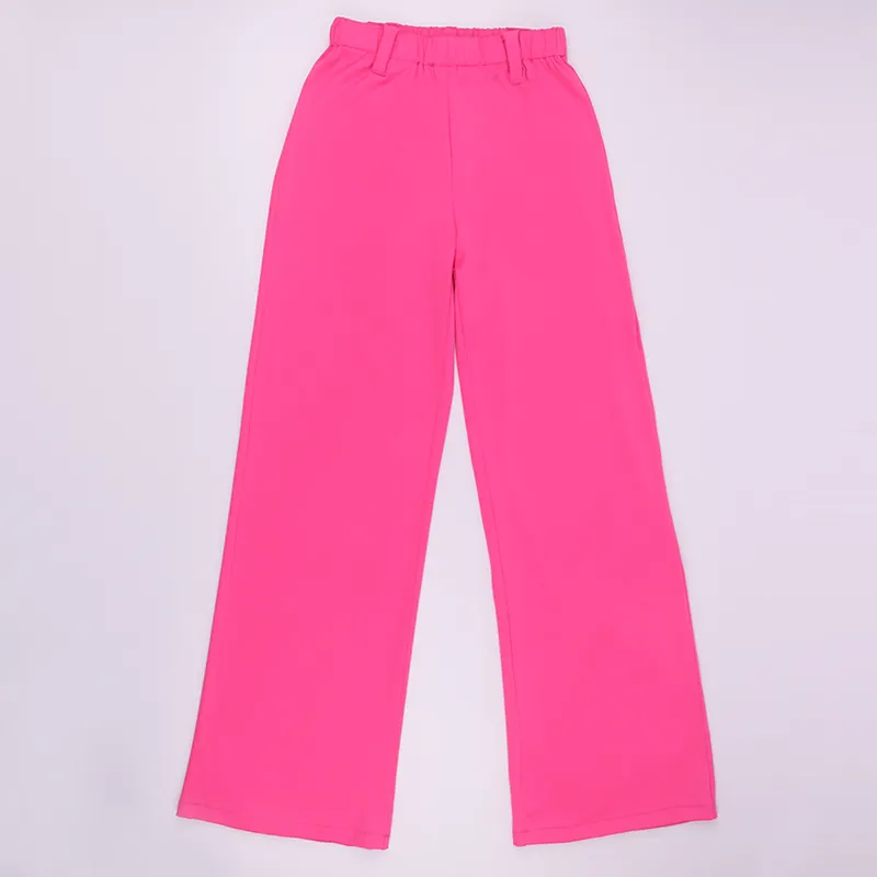 Neon Różowy Moda Luźna Szeroka Spodnie Nod Kobiety Dorywczo Wysoka Talia Długie Spodnie Pantalones Anchosy Damy Jesień Dresy 210517
