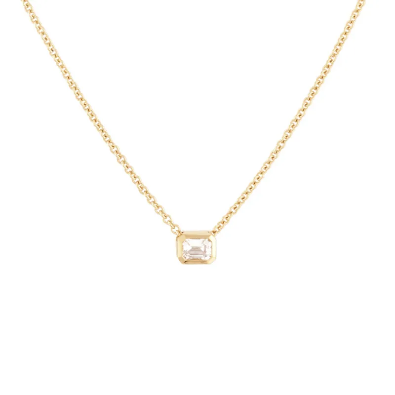 OEVAS Real 1 Emerald Cut D color Moissanite Pendant Necklace Gold Color 100% 925 Sterling Silver Party Fine Jewelry Gifts 210319281z