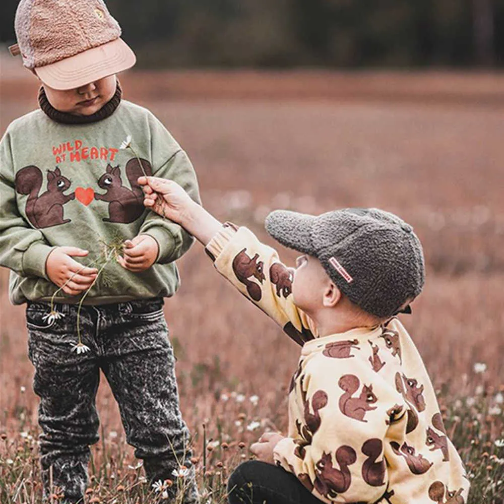 Ubrania dla dzieci Zestawy Koszulki Jesień Mini Marka Dziewczyny Wiewiórki Dress Bawełniana Moda Niemowlę Books Casual Spodnie Topy 211025