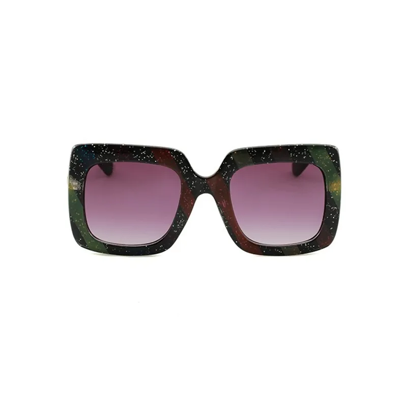 Mode veelkleurige dames zonnebril retro vierkante oversized zonnebril uv-bescherming groot frame grappige streep brillen met box234a
