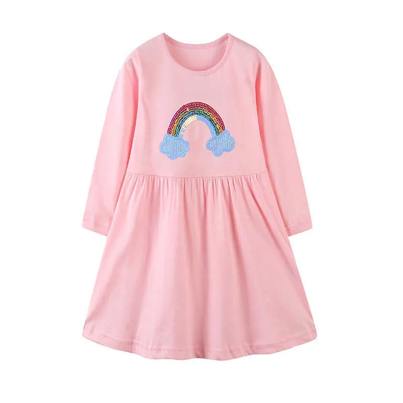 Jumping Meters Dresses Girls Clothing Long Sleeve Princess Christmas Embroidery Flowers Fashion Costume Baby 210529
