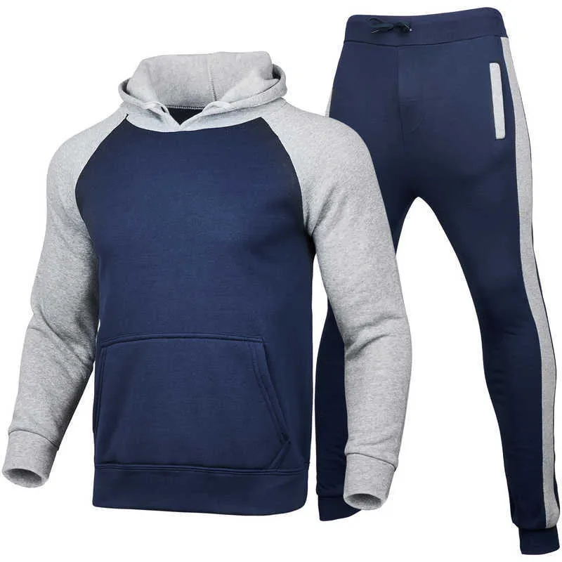 New Casual Tracksuit Men Sets Hooded Sweatshirts Spring Men's Clothes Pullover Hoodies Pants Suit Print Men's Hoodie Y0831