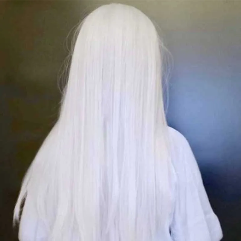 Doux Centre Blanc Séparation Cheveux Raides Anime Cosplay Avec Net Y0913