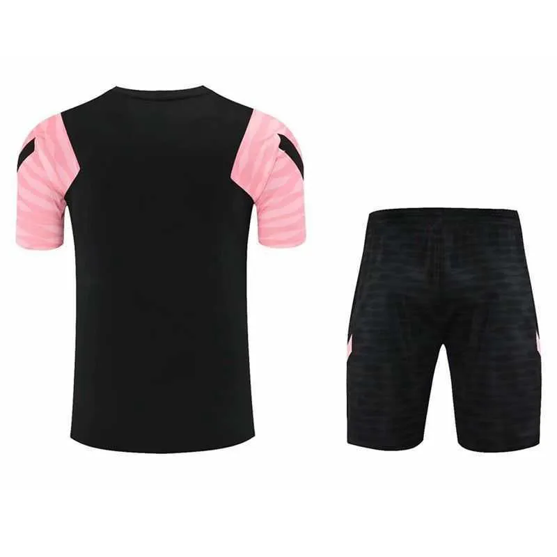 Ins 2022 Nya Mäns kostymer Fotboll Jersey Blå Rosa Stitching Fotbollsträning 2-bitars kostym Andningsbar Casual BFQ-A97 X0909