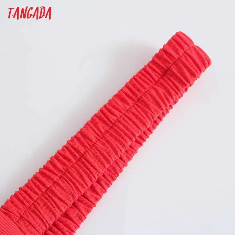 Tangada Femmes Rouge Dos Nu Robe Sangle Sans Manches Mode Dame Robes D'été Robe QD52 210609