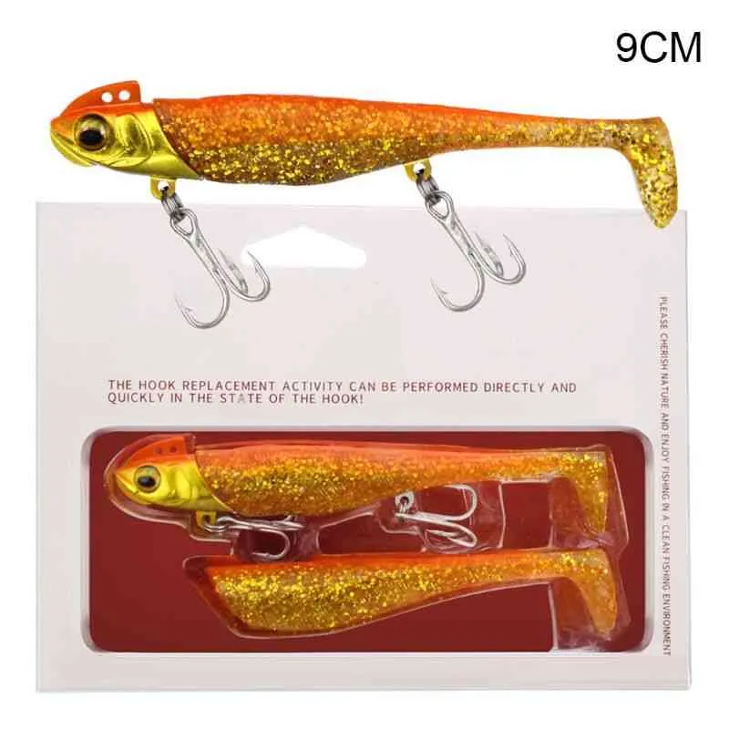 Y8AE Soft Lure Simulation Fish Bait with Hard Metal Jig Hook for Trout Bass Salmon Entertainment Fishing Supplies295Q