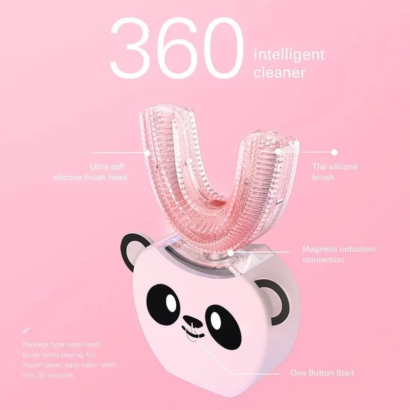 Akıllı U 360 Derece Çocuklar Sonic Elektrikli Diş Fırçası Müzik Silikon Otomatik Ultrasonik Diş Diş Fırçası Karikatür Desen Çocuklar 220224