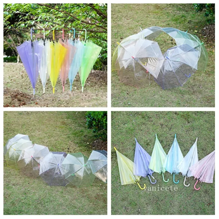 Klarer transparenter Regenschirm PVC-Kuppel-Blasen-Regen-Sonnenschutz-Hochzeitsfeier-Regenschirme mit langem Griff und geradem Stock-Regenschirm T2I52864