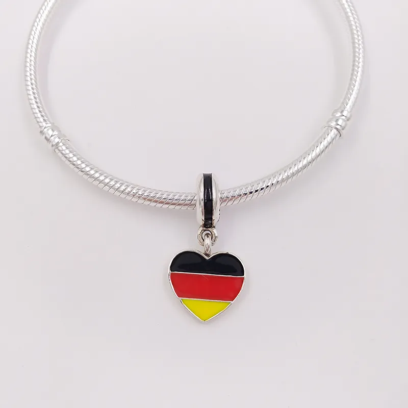 Подвески жемчужные бусины для ювелирных украшений Германия Сердце Флаг Pandora 925 серебряный браслет для рук Женщины Мужчины Bangle Chem Bead Set Ожерелье Подвеска День рождения Подарки 791545enmx