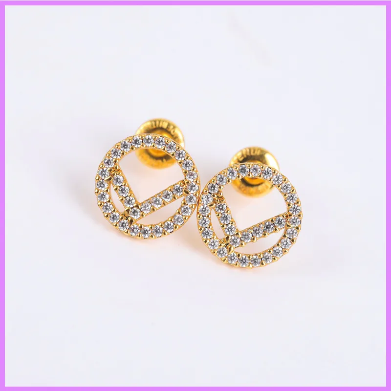 Women Gold Hoop Earrings Designers Diamond Stud Earrings F Earring Designer Jewelry For Lady Party Wedding Lovers 925 Silver Nice D2111087F