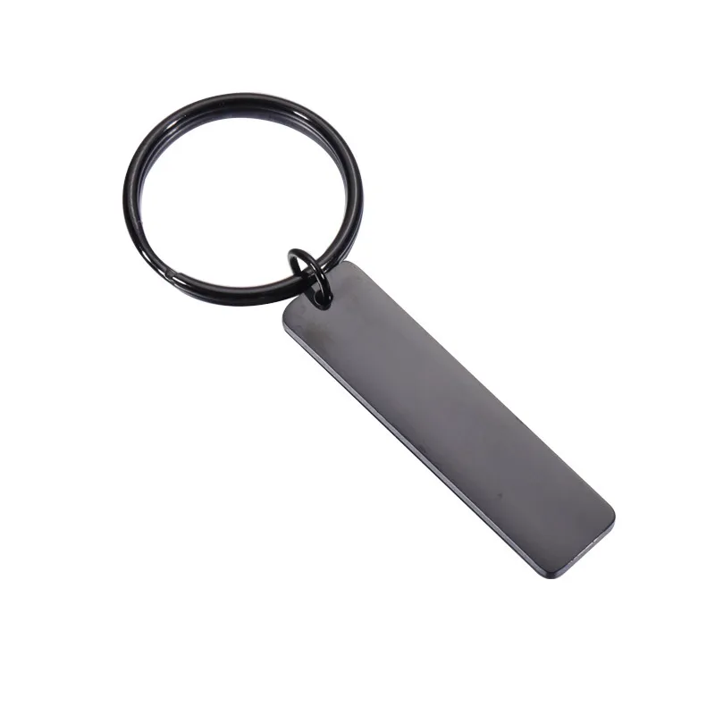 Porte-clés rectangulaire vierge en acier inoxydable, gravure de plaque métallique pour barre, porte-clés poli miroir, 1079376