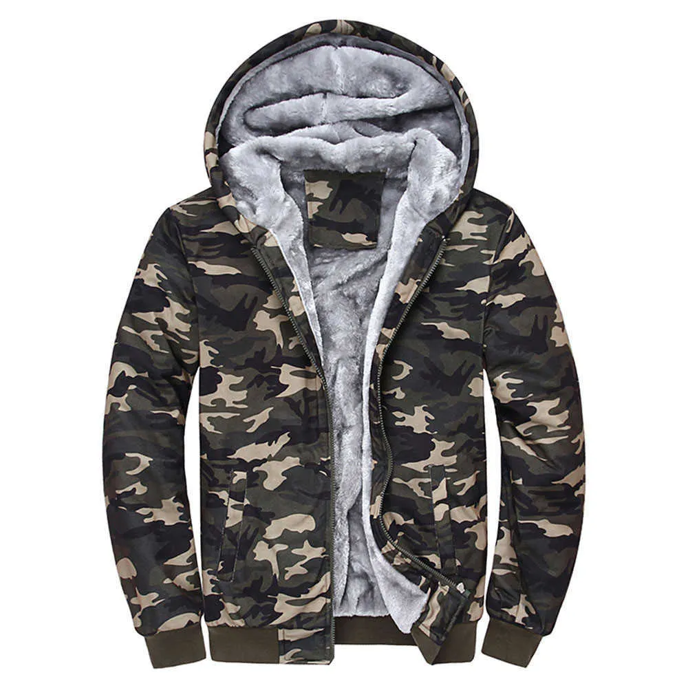 JAYCOSIN Hommes Manteaux Hommes Camouflage À Capuche Veste Outwear Manteau Homme Hiver Chaud vestes mâle Polaire Zipper Pull Polyester X0621