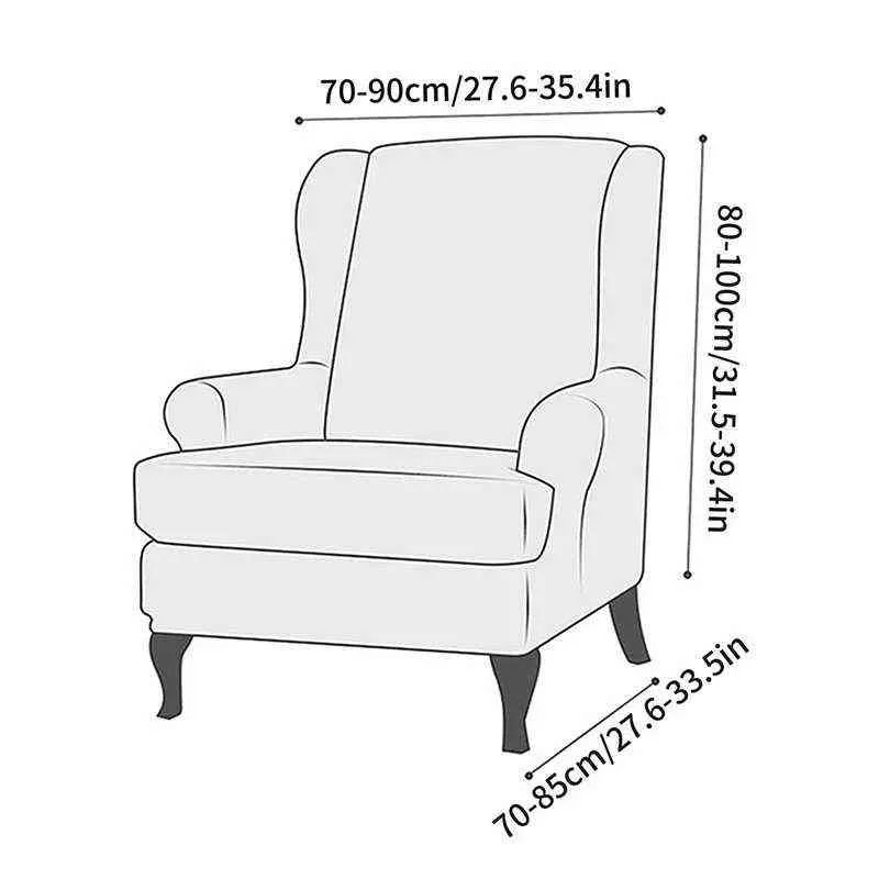 Style Style Wingback silla cubierta spandex floral relajarse ala trasera posterior funda para sala de estar Sillón de rey elástico 211116