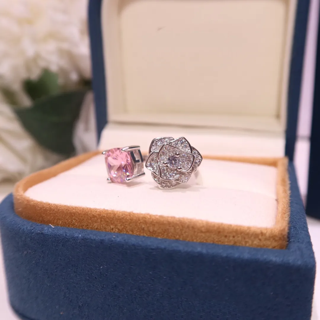 Anelli di design Lady Pink Diamond Series Anello a forma di rosa donna Anelli matrimonio con scatola